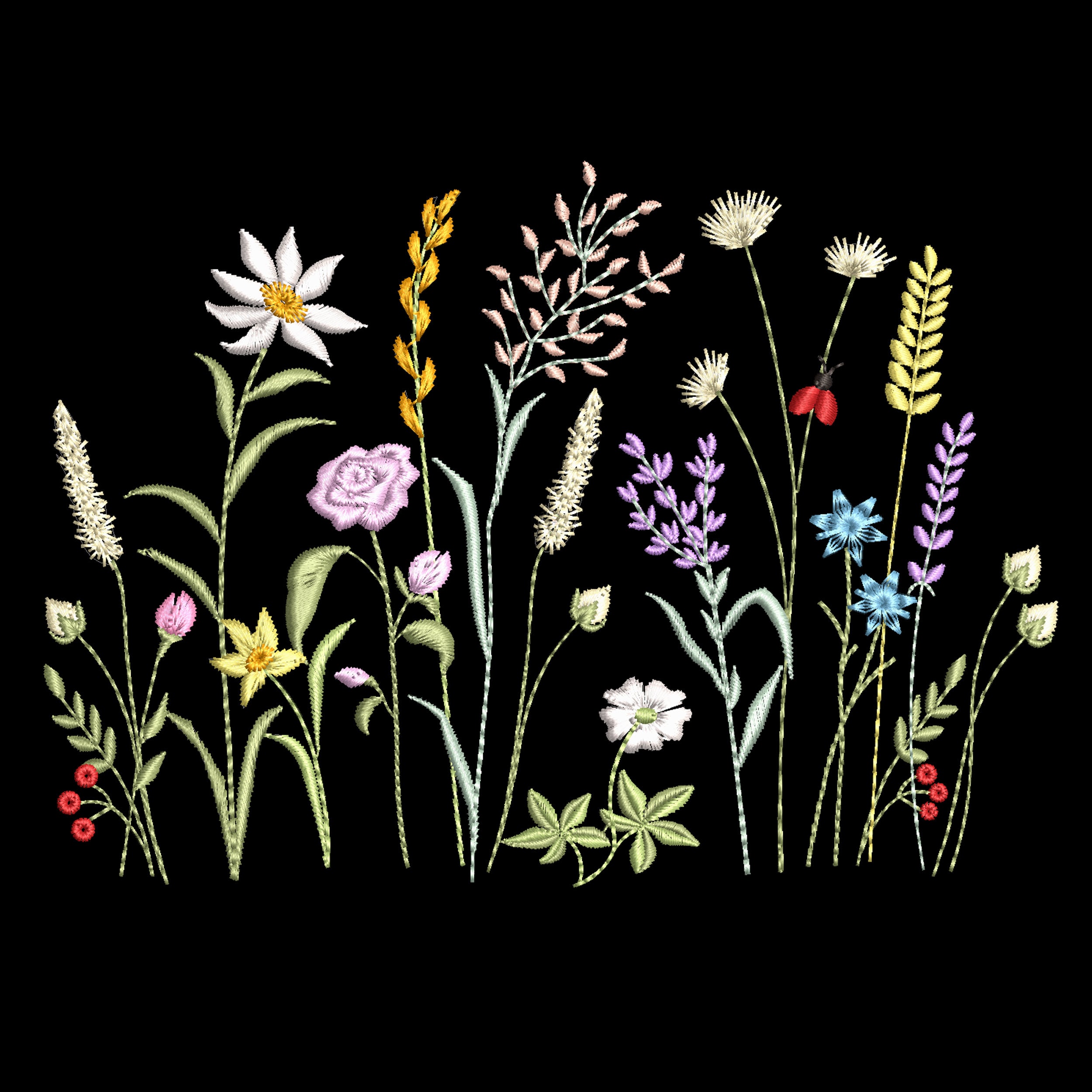 Wild Flower Garden Machine Embroidery Design Easter Floral Etsy