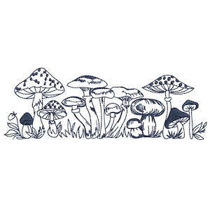 Diseño de bordado de máquina de borde de setas de bosque feliz, zip de descarga instantánea - 7 tamaños