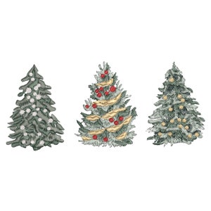 Conjunto moderno de design de bordado de máquina de árvore de Natal, padrão de meia de férias de inverno Download instantâneo ZIP - 5 TAMANHOS
