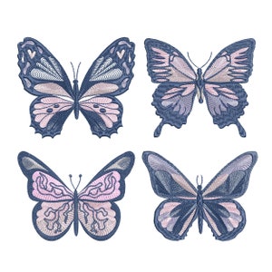 4 Classic Butterfly Machine Embroidery Designs, Botanical Garden Pattern Instant Download Zip - 5 sizes