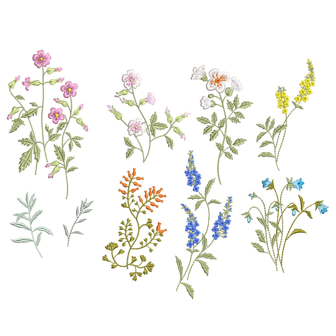 Garden Flower Machine Embroidery Design Bundle, Rose Floral Botanical ...