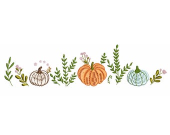 Motif de broderie Machine enchanté pour Thanksgiving, bordure citrouille, Zip original, téléchargement immédiat - 6 tailles