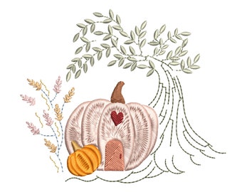 Motif de broderie machine citrouille maison, téléchargement immédiat avec fermeture éclair - 5 tailles