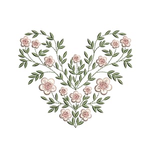 Wild Flower Heart Machine Embroidery Design, Floral Daisy Meadow Pattern Instant Download Zip - 7 Sizes