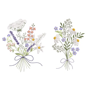 Wildblumen Blumenstrauß Maschinenstickerei, Stickdatei, Stickmuster, Maschinenstickerei, Instant Download Zip - 5 Größen