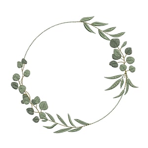Eucalyptus Laurel Wreath for Machine Embroidery Design, Wedding Botanical Branch Pattern Instant Download Zip - 6 sizes