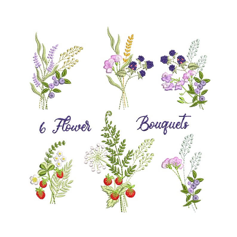 Wild Flower Bouquet Machine Embroidery Design Bundle, Easter Floral ...
