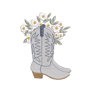 Cowboy Flower Boots Machine Embroidery Design, Boot Instant Download Zip - 7 Sizes