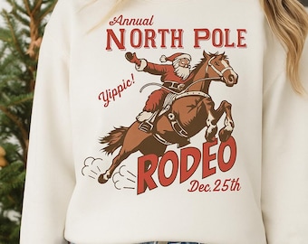 Retro North Pole Rodeo Christmas SVG | Western Santa Digital Download