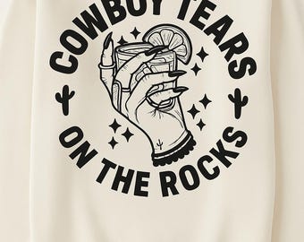 Larmes de cow-boy sur les rochers | Fichier numérique rétro occidental | Clipart de style tatouage | Arrière-plan transparent PNG