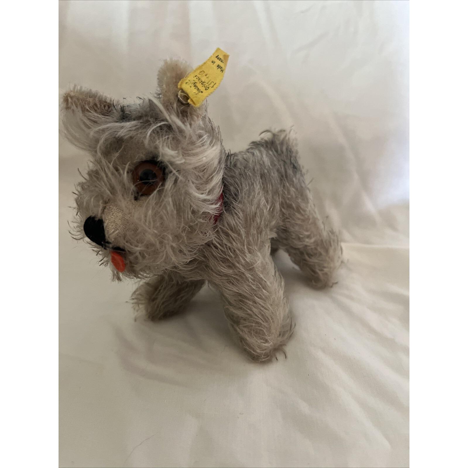 シュタイフ社ふわふわのシュナウザー/赤い首輪レアな子犬 jouet