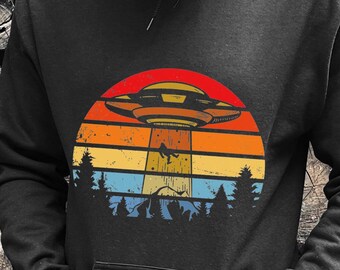 Unisex Hoodie, Bigfoot UFO Hoodie, Bigfoot Cryptid Gift