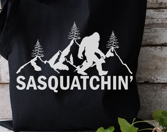 Eco Tote Bag, Sasquatch Bag, Bigfoot Bag, Bigfoot Gifts, Shopping Bag, Lake Bag, Beach Bag, Reusable Bag, Book Bag, Work Bag,