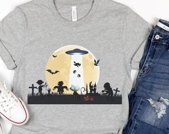 Camisa de Halloween, Camisa OVNI, Camisa alienígena de Halloween, Camisa de disfraz de Halloween, Camisa de abducción alienígena, Camisa divertida de Halloween
