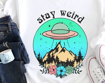 Unisex Sweatshirt, Women's Sweatshirt, Soft Sweatshirt, Funny Graphic Shirt, UFO Sweater, Artistic Sweatshirt, Winter Sweatshirt