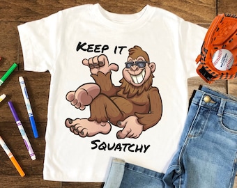 Youth Short Sleeve Keep it Squatchy T-Shirt, Bigfoot Kids Shirt, Sasquatch Kids Shirt, Fun Kids Shirt, Cool Kids Shirt, Kids Camping Shirt