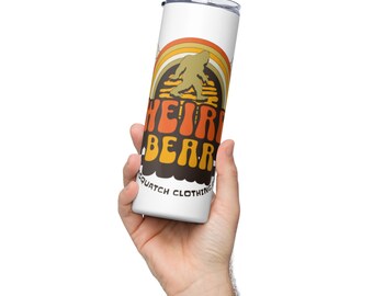Kubek ze stali nierdzewnej, kubek Weird Bear Sasquatch z metalową słomką