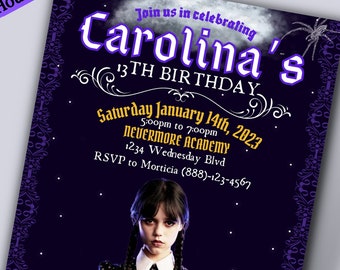 Wednesday Addams Birthday Invitation, Customizable Invite (Digital File)
