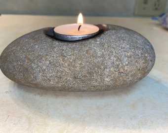 Porta tealight in pietra di fiume