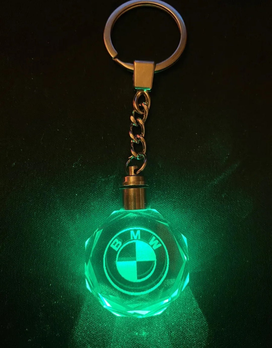 Car Logo Keychain LED Changing Color Crystal Glass USA Etsy