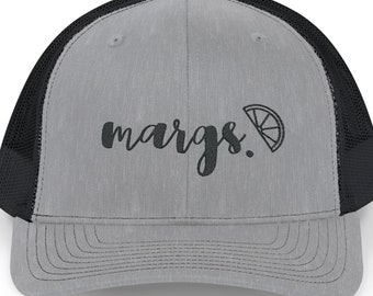 Snapback Embroidered Margarita Trucker Hat with Lime Slice, Adjustable Snapback, Mesh Cap for Summer, Casual Margs Hat for Party or Vacation