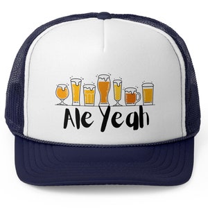 Beer Lover &quot;Ale Yeah&quot; Trucker Hat Funny Beer Lover Gift | Adjustable Snapback Cap | Brewery Craft Beer Festival Apparel Adjustable Mesh Hat