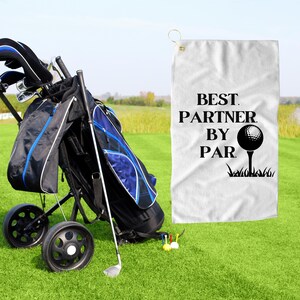 Personalized Golf Towel - &quot;Best [Relation Name] by Par&quot; Custom Golf Gift - Funny Microfiber Golf Towel for Golfers - Golf Lover