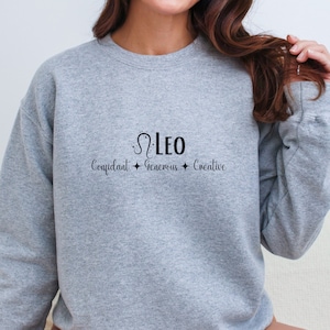 Leo Luxe: Confident, Generous, and Creative Crewneck Sweatshirt, Gift for Her, Zodiac Birthday