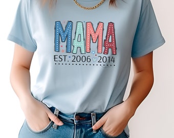 Personalized Mama Established Patriotic T-Shirt - Custom Mom Tee
