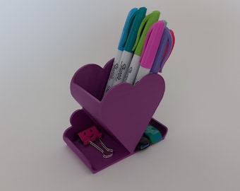 Digital Stl File for Three Hearts Pen,Pencil,Sharpie Holder; Make-Up Box; Desktop Organizer