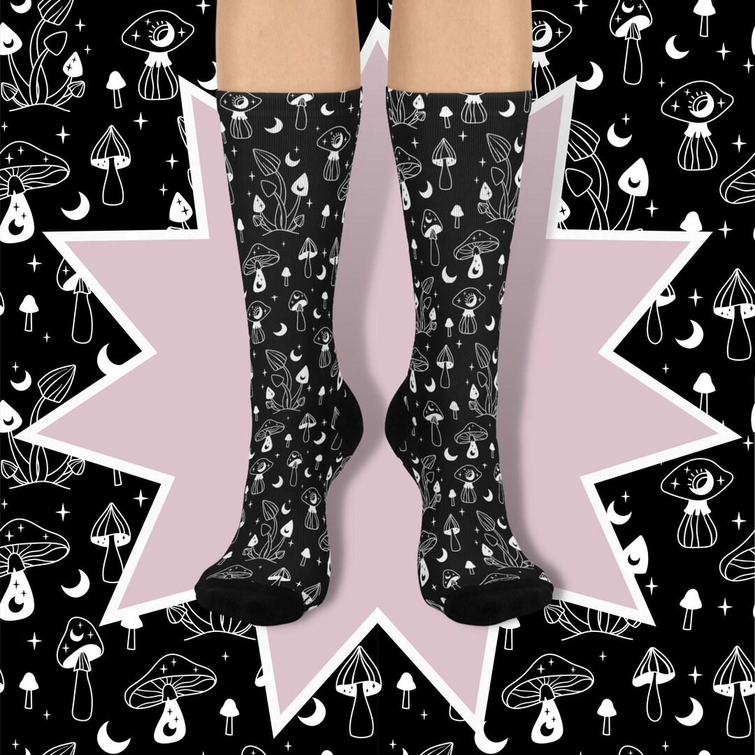 Celestial Mushroom Socks, Magic Mushroom Socks, Cosmic Mushroom Socks