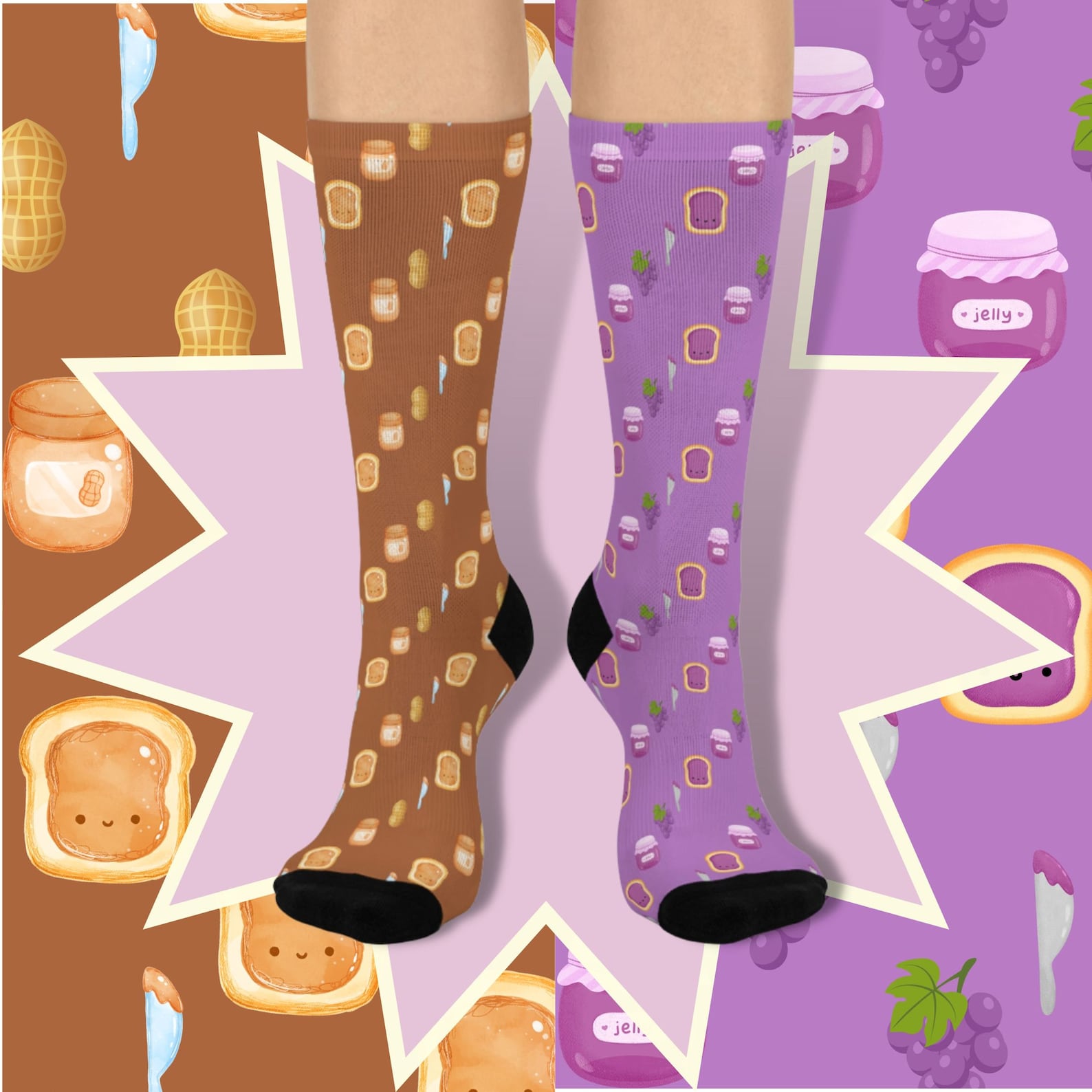 Peanut Butter & Jelly Crew Socks