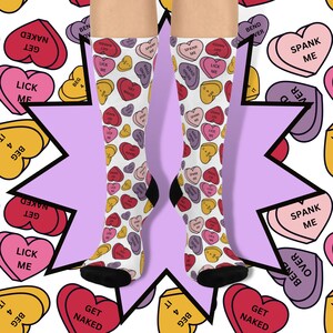 Naughty Candy Hearts Crew Socks, Valentine's Day