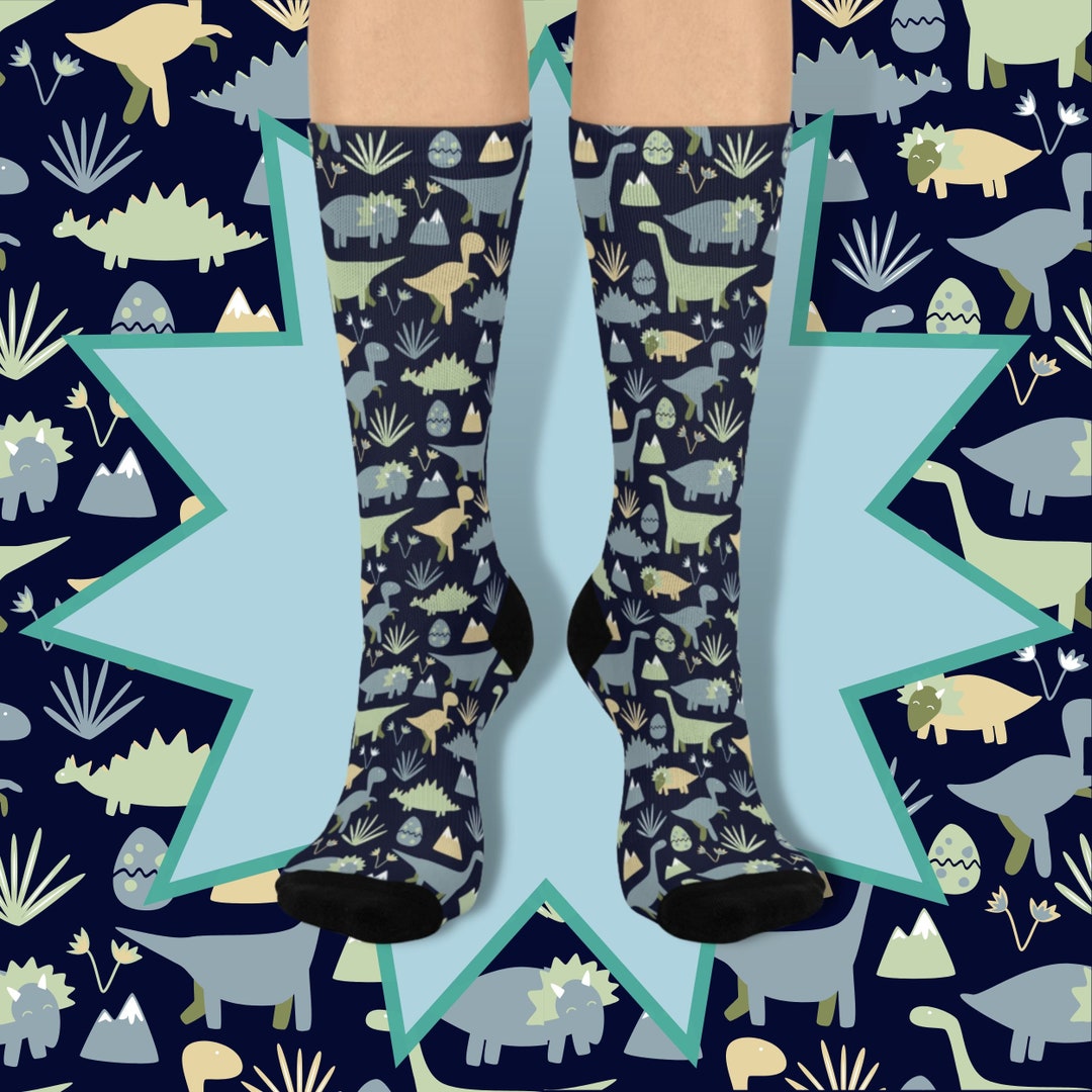 Dinosaur Socks, Jurassic Socks, Prehistoric Socks, Cartoon Dinosaurs Socks, Cute Dino Socks