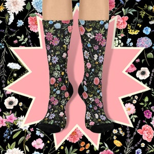 Women's Floral Ruffle Polka Dot Cuff Crew Socks