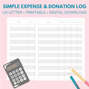 Spending Tracker Printable, Expense Tracker, Personal Spending Log, Finance Printable, Budgeting Printable, Donation Tracker