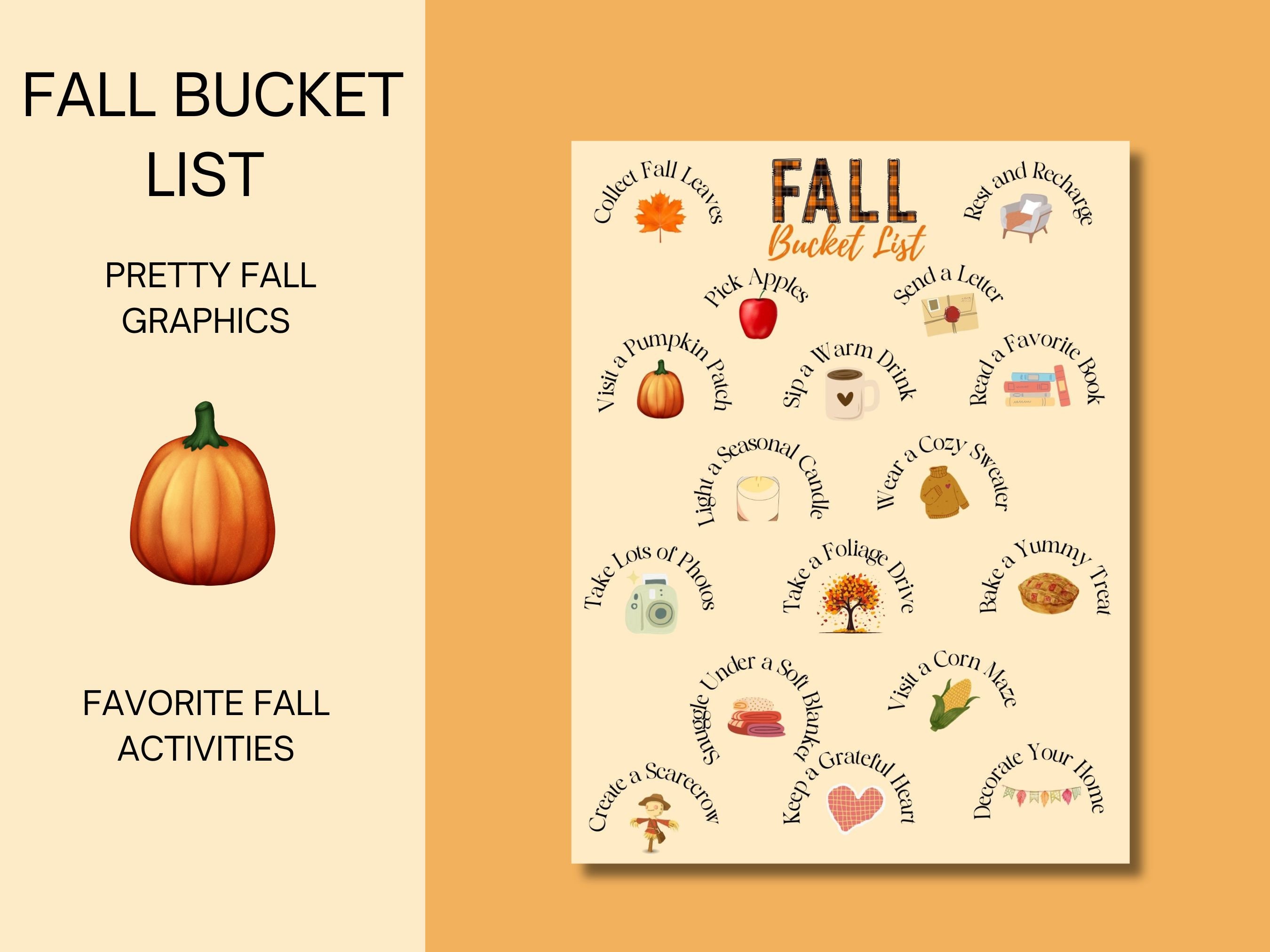 Printable Fall Bucket List, Fall Activities With Kids, Autumn Bucket ...