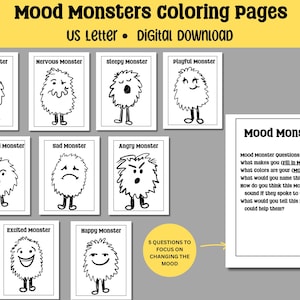 Páginas para colorear de emociones para niños, hojas para colorear de emociones, páginas para colorear divertidas para aprender y afrontar las emociones