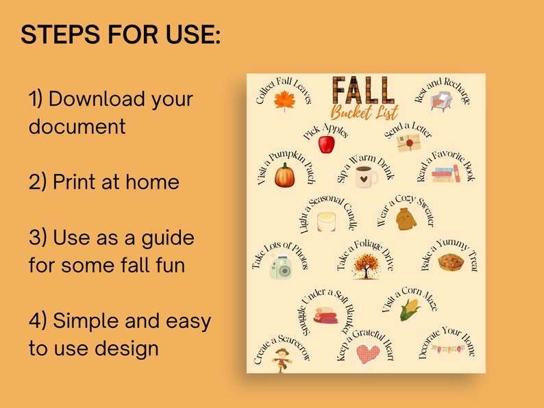 Printable Fall Bucket List, Fall Activities With Kids, Autumn Bucket ...