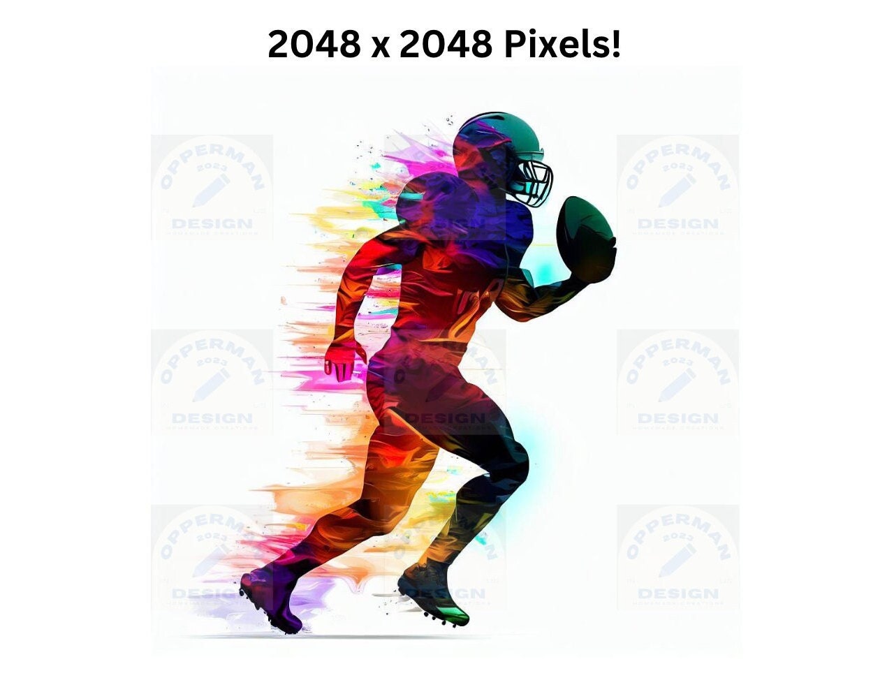Football Art Printout Colorful Digital Image of Dynamic Etsy