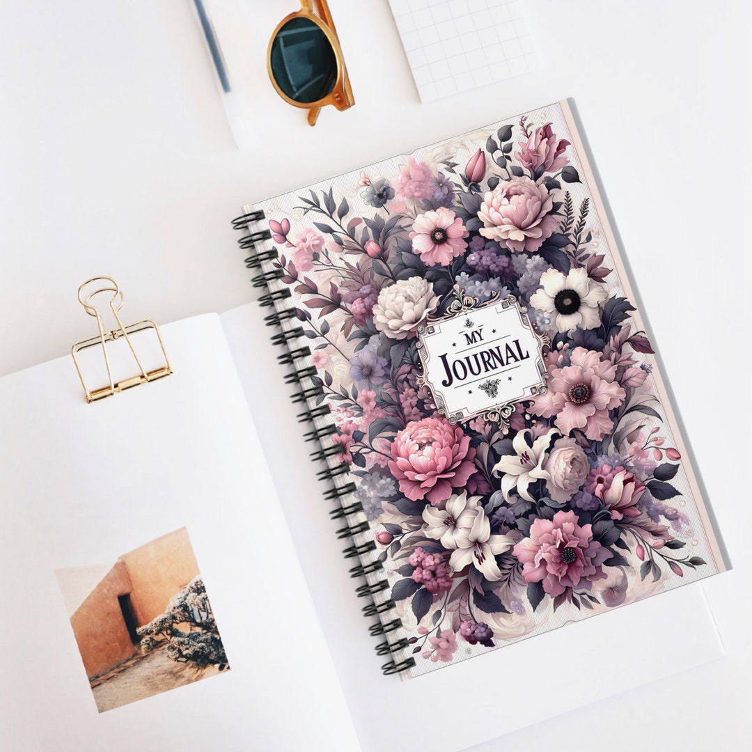 Floral Spiral Notebook - Ruled Line - Etsy