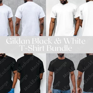 Front and Back Gildan Bundle, Gildan T-shirt Bundle, Gildan White 64000, Gildan Black Shirt Mockup, African American mockup, Male Bundle