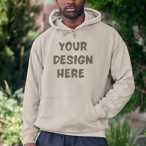 Gildan 18500 Sand, Gildan 18500 Hoodie Mockup, Hoodie Bundle Mockup, Gildan 185 Mockup, Gildan Mockup Bundle, Male Model Hoodie Mockup