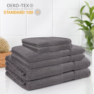 Organic Cotton 6 Piece Towel Set | Soft, Absorbent Bath Towel | Luxury Towels | Quick Dry | Gift Set | Spa Quality | Made in Green Certified