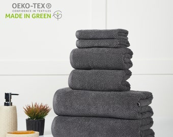 Egyptian Cotton Towel Set: Textured, 6-Piece, 650 GSM