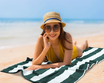 Oversized Cabana Stripe Beach Towel Set: Organic Cotton, Quick Dry
