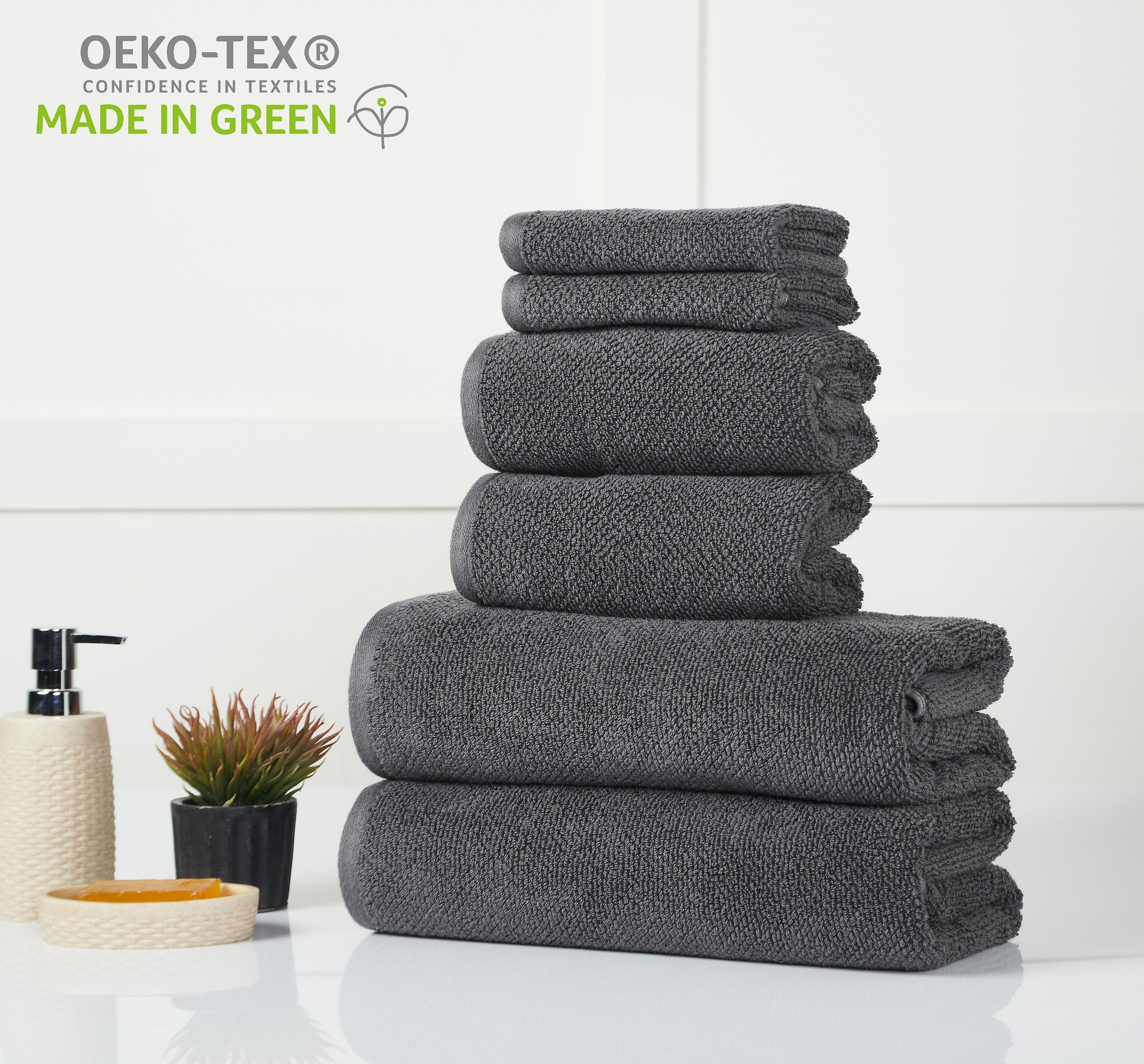 Textured 6 Piece Lotus Towel Set 100% Cotton 680 GSM Ultra-plush