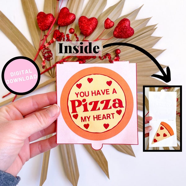 Valentines Card Pizza Pun for Significant Others or Friends Pizza Food Valentine Card Insert Pizza Box with Slice