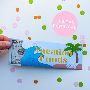 Enveloppe d'argent de vacances pour les cadeaux en espèces Fonds de voyage Insert d'argent pour cadeau Plage tropicale Vacances Lune de miel Voyage
