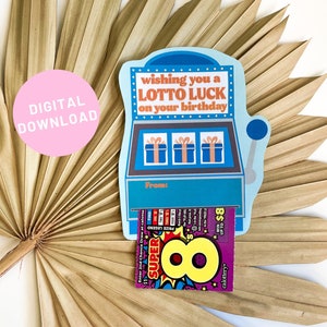 Porte-billet de loterie d'anniversaire, carte de machine à sous avec grattoir de loto, cadeau pour collègue, mari, patron, ami, argent